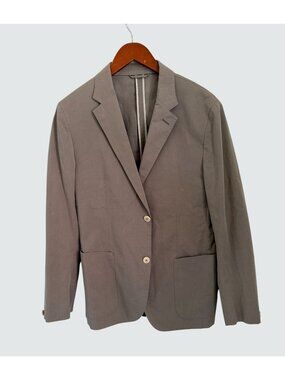 Ermenegildo Zegna Mens Taupe Cotton-Lambskin Blend Jacket Size 50R